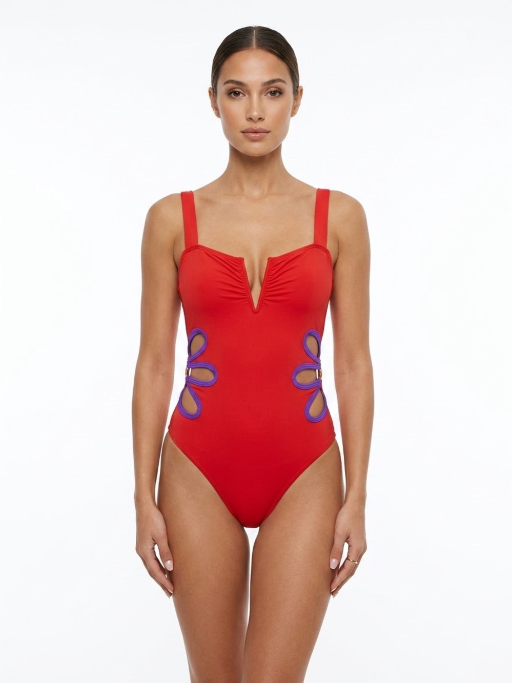NWT Follow Suit Flora One Piece Swimsuit Poppy and Purple
